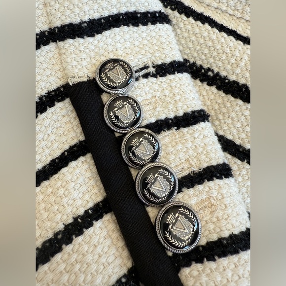 NWT VERONICA BEARD Foster Dickey striped jacket in ivory and black size 14 - Picture 10 of 15